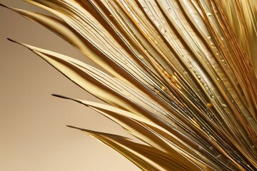Chic and Stylish: Sophisticated golden palm leaves on a creamy textured background, a symbol of timeless elegance.