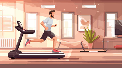 Man running on the treadmill concept illustration for