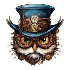 Steampunk Owl: A quirky blend of steampunk elements and an owl illustration