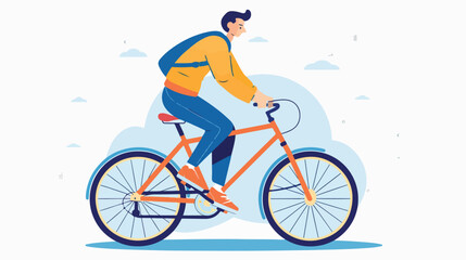 Man with a bicycle concept illustration for healthy
