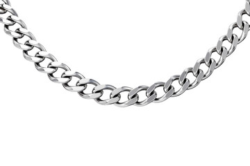 Obraz premium Shimmering Serenity: A Silver Chains Dance on a White Canvas. On a White or Clear Surface PNG Transparent Background.