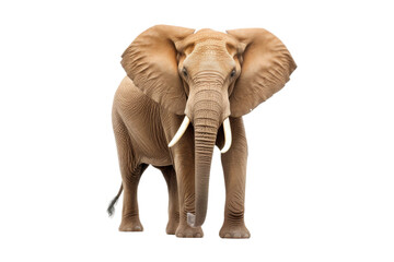 Majestic Elephant Under the Spotlight. On a White or Clear Surface PNG Transparent Background.