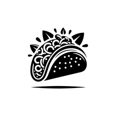 Silhouette of a Savory Taco - Instant Graphic Enhancement, Taco Illustration
