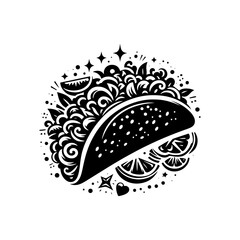 Silhouette of a Zesty Taco - Ideal for Designers, Taco Illustration

