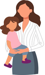 A working woman holding kid in her hands showing motherly love illustration