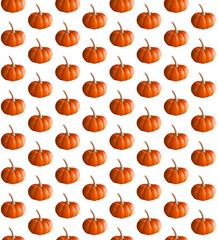 Orange pumpkin seamless pattern on white background. Banner. Halloween pumpkin background. Autumn concept. Minimal concept.