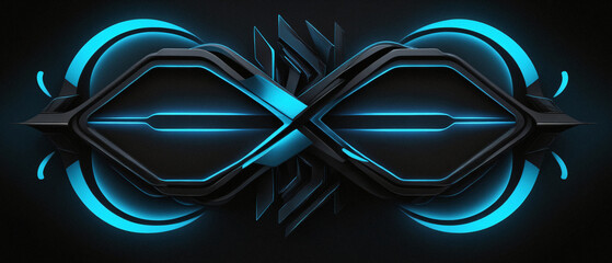 Abstract, 3D, neon blue tech wallpaper of lines and curves, light and shadow on black background