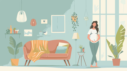 Maternity concept illustration pregnant young woman 