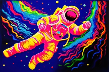 A astronaut purple yellow creativity.
