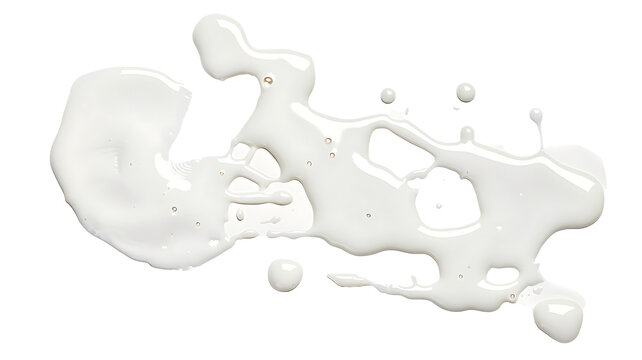 Sun lotion spilled, tanning cream puddle, white skincare product isolated on white, top view, clipping path