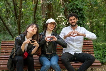 three friends celebrating