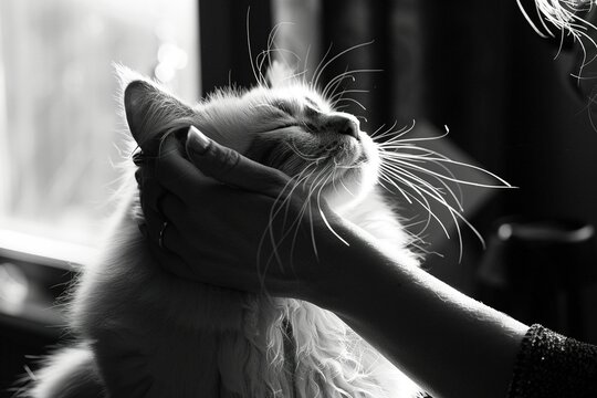 Petting and Grooming: Photos of owners petting, brushing, or grooming their cats, capturing the nurturing aspect of the relationship through a Documentary, Editorial, and Magazine Photography lens
