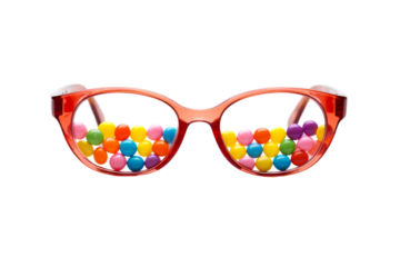 Vibrant Spectacles: A Kaleidoscope of Color. On a White or Clear Surface PNG Transparent Background.