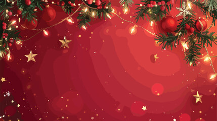 Merry Christmas red background with decorations light