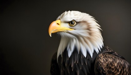Obraz premium Bald eagle head on dark background