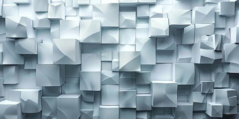 A wall of white cubes with a gray background