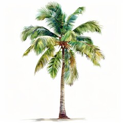watercolor illustration of a palm tree isolated on a white background.