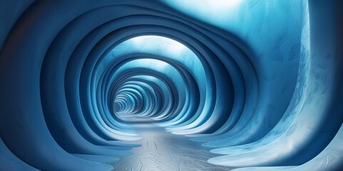 A blue tunnel with a blue wall