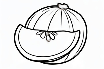 Simple black and white outline of a sliced apple - 796486926