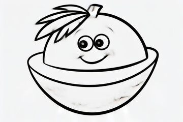 Cute cartoon coconut character coloring page for children - 796486963