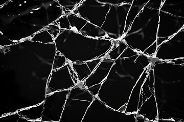 Close-up of a shattered glass texture on a dark background - 796487322