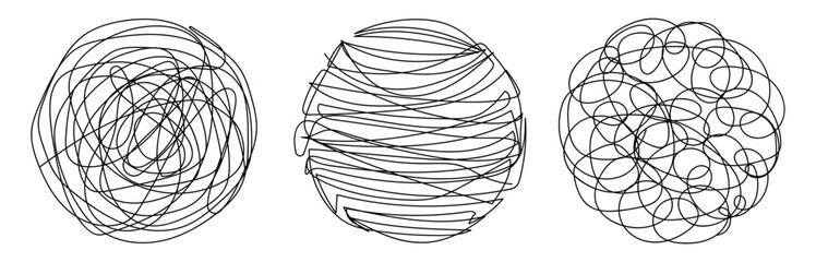 A set of confusing thoughts. Vector. Doodle. Black.