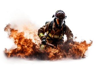 The Brave Guardian of Flames. On a White or Clear Surface PNG Transparent Background.