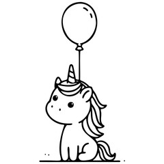 a cute unicorn with a balloon