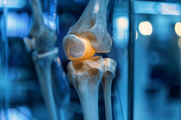 High-Resolution Image of an Artificial Knee Joint in Medical Exhibit