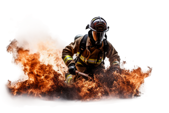 The Brave Guardian of Flames. On a White or Clear Surface PNG Transparent Background.