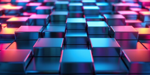 Obraz premium A close up of a blue and purple background with a lot of squares