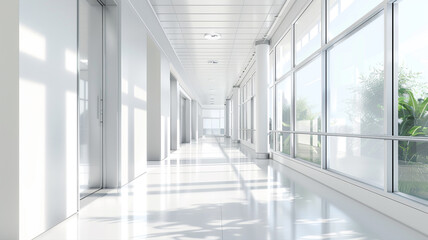 A white modern hospital corridor