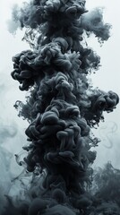 Mysterious Black Smoke Cut Out – Eerie Abstract Vapor Flowing on White