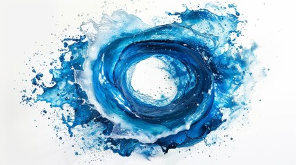 Aquatic Elegance: Blue Water Swirl Splash Isolated on White - Fluid Motion, Backdrop Style