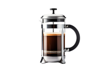 Obraz premium The Ethereal Dance of a Steaming French Press Coffee Maker. On a White or Clear Surface PNG Transparent Background.