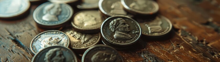 Coins clink gently as they are counted out on a wooden counter, their embossed figures reflecting the rich history and culture of their issuing country