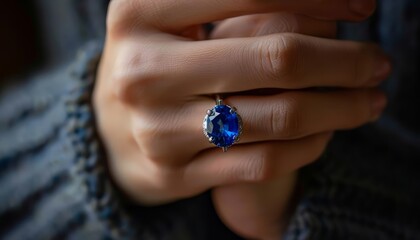 Expert hands carefully set a brilliantcut sapphire into a platinum ring, the gems royal blue hue commanding attention with its bold, timeless beauty