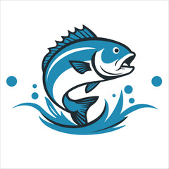 illustration of a blue fish jumping out of water