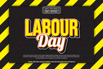 Editable text effect Labour Day 3d cartoon template style modern premium vector