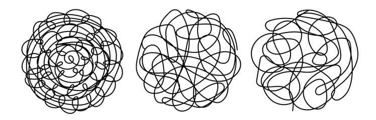 A set of confusing thoughts. Vector. Doodle. Black.
