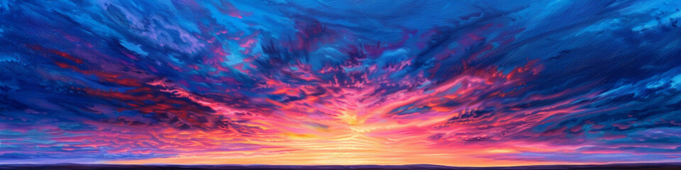 Absorb the breathtaking beauty of a sunrise gradient, as the sky transforms from darkness to light, painting a vivid tableau that sparks the imagination. - obrazy, fototapety, plakaty