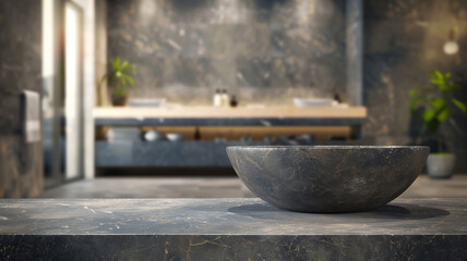 Washbasin on marble countertop in modern bathroom interior