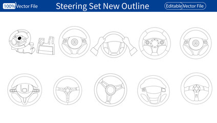 Collection of vintage steering wheels. Ship, yacht retro wheel symbol. Nautical rudder icon. Marine design element. Vector illustration. car driving, steering wheel, vector driving, driving school, 