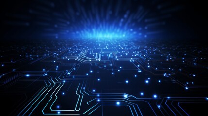 Explore the Future: A Vibrant Display of Innovation and High-Tech Elements on a Dark Blue Background, Perfect for Modern Science, Cyber Technology, and Digital Transformation Themes