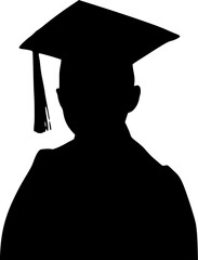 silhouette men graduation cap and diploma	
