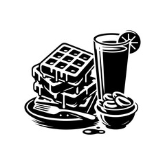 Waffle Silhouette Vector - Easy Graphic Inclusion, Minimallest Waffle Vector
