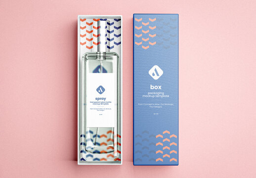 Spray Bottle in a Box Mockup
