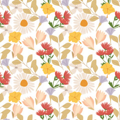Fototapeta na wymiar Floral seamless pattern. Vector. Seamless texture with flowers. Endless floral pattern. Abstract Elegance Seamless pattern with floral background.