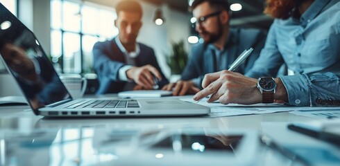 Business meeting with a group of people working together in a corporate environment