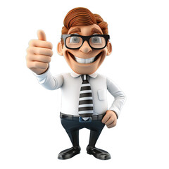 Happy businessman cartoon character with thumbs up